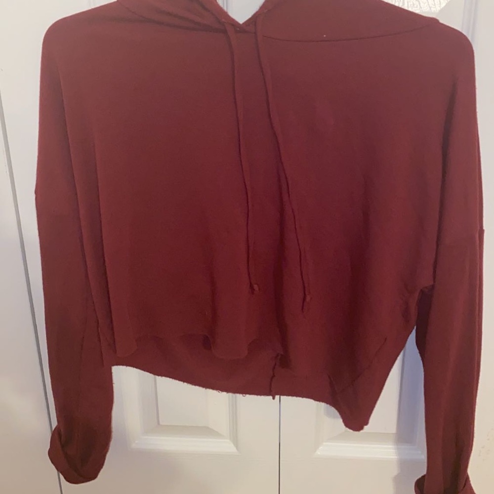 Cropped Burgandy Hoodie